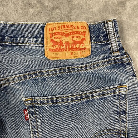 Levis 550 Straight Leg Denim Jeans Medium Wash Cotton Classic Fit Mens 34x32 - Picture 10 of 11